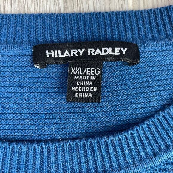 Hilary Radley Teal Blue long sleeve round neck 2fer sweater Peek-a-boo shirt hem - Picture 8 of 12